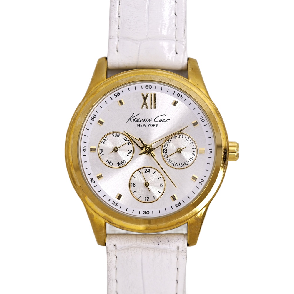 Kenneth Cole New York Women's Silver Multifunction Dial Leather Watch 10019778